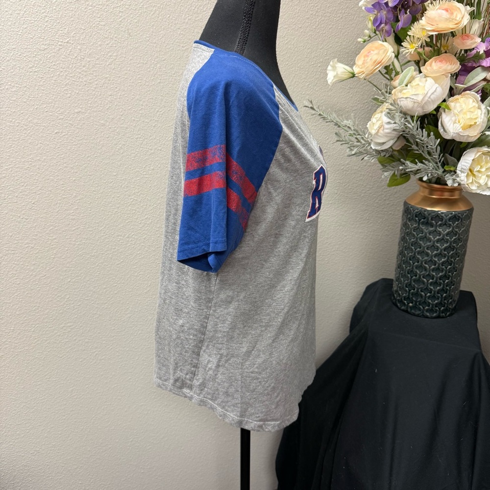 ’47 Brand Texas Rangers MLB Tee Women’s XL Gray Blue Raglan Baseball Shirt - Picture 5 of 7